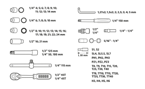 Zestaw narzędzi Topex Zestaw kluczy nasadowych 1/4" 1/2" 82szt. (38D694) 3