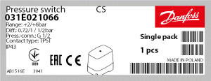 Danfoss Wyłącznik ciśnieniowy TYP CS 2-6 BAR 12A 1/2" (031E021066) 4