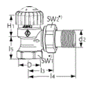Heimeier Zawór termostatyczny z precyzyjną nastawą wstępną DN15 kątowy (3451-02.000) 2