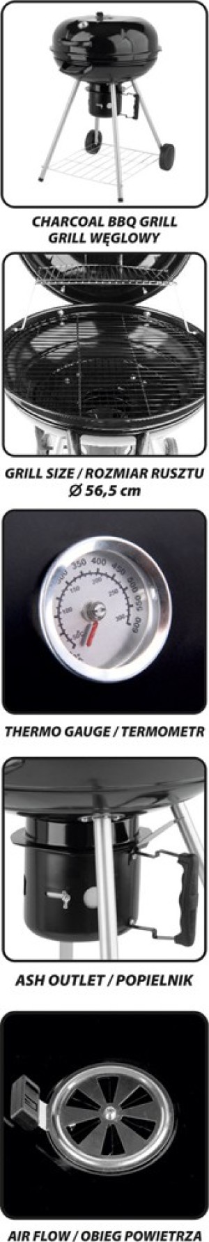 Lund 99584 Grill ogrodowy węglowy 54 cm x 54 cm 3