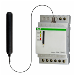 F&F Przekaźnik zdalnego sterowania GSM SMS, 2xWY, 2xWE, załącz/wyłącz/powiadom zasilanie 230V AC styki 1NO/NC montaż na szynie DIN SIMPLYMAX-P01 1