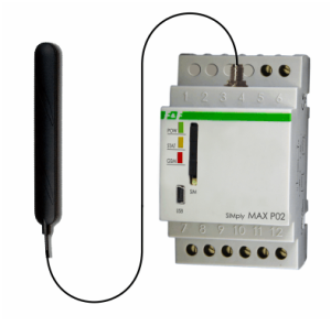 F&F Przekaźnik zdalnego sterowania GSM CLIP 2xWY, 2xWE, sterowanie bramą zasilanie 230V AC styki 1NO montaż na szynie DIN SIMPLYMAX-P02 1