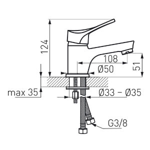 Bateria umywalkowa Ferro Stillo stojąca chrom (BSL2) 2