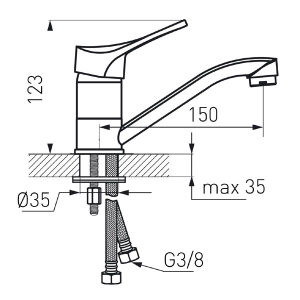 Bateria umywalkowa Ferro Stillo stojąca chrom (BSL2A) 2