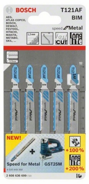 Bosch Brzeszczot do wyrzynarek T121AF 92mm metal 5szt. (2608636699) 2
