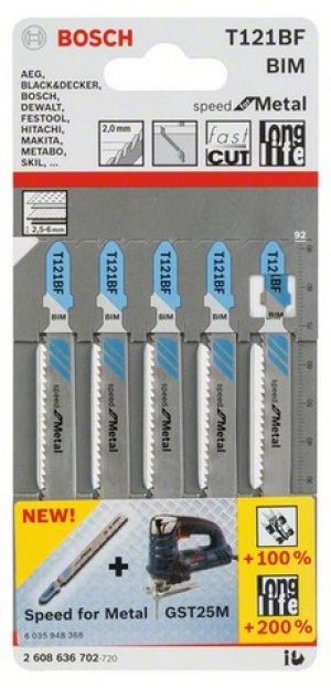 Bosch Brzeszczot do wyrzynarki T121BF 92mm metal 5szt. (2608636702) 2