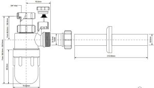Syfon McAlpine butelkowy 5/4" DN32 z napowietrznikiem biały (5130PF) 2