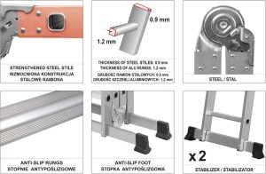 Vorel Drabina wielofunkcyjna aluminiowa 12 stopniowa (17704) 5