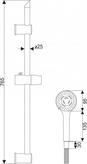 Zestaw prysznicowy Hydroland Ritzen przesuwny chrom (N.RIT) 2