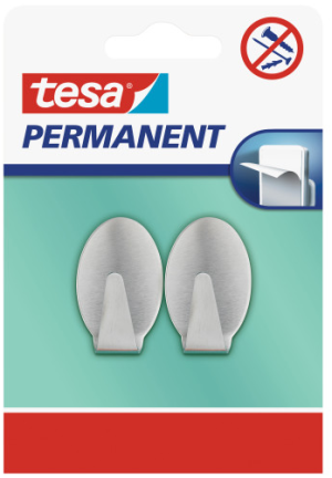 Tesa Haczyk Permanent metalowy owalny rozmiar L 2szt. (66611) 2