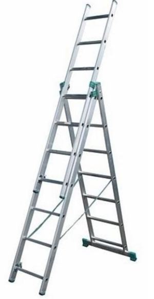 Aloss Drabina aluminiowa uniwersalna 3 x 11 stopni 7,11m (7611) 1