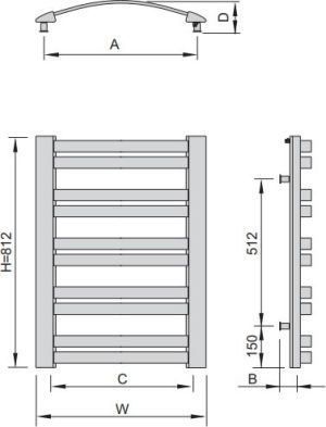 Grzejnik łazienkowy ENIX Quatro Q 60 cmx81 cmcm biały mat (Q0005950812023030000) 2