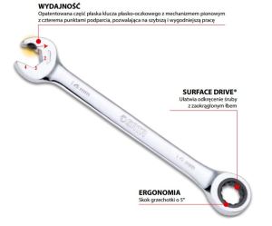 SATA Klucz płasko-oczkowy z grzechotką 21mm (43213) 4