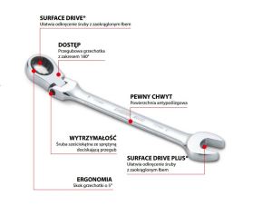 SATA Klucz płasko-oczkowy z grzechotką i przegubem 17mm (46408) 3