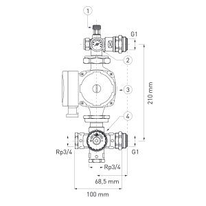Ferro Grupa mieszająca 1" do ogrzewania podłogowego 1” z pompą elektroniczną 25 40-130 (GM40GPA) 2