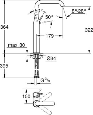 Bateria umywalkowa Grohe Essence stojąca chrom (32901001) 2