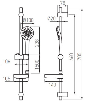 Zestaw prysznicowy Ferro Nessa przesuwny chrom (N350B) 2