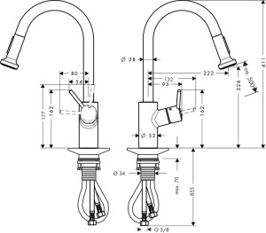 Bateria kuchenna Hansgrohe Talis S Variarc stojąca chrom (14877000) 4