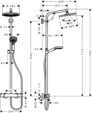 Zestaw prysznicowy Hansgrohe Crometta S z deszczownicą z baterią termostatyczną chrom (27267000) 3