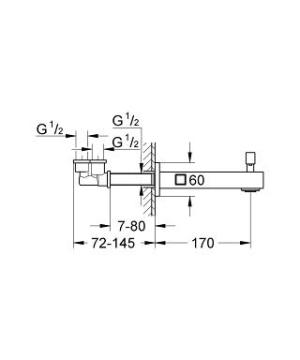 Wylewka Grohe do baterii wannowej Eurocube 170mm chrom (13304000) 2