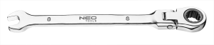 Neo Klucz płasko-oczkowy z grzechotką i przegubem 22mm (09-053) 1