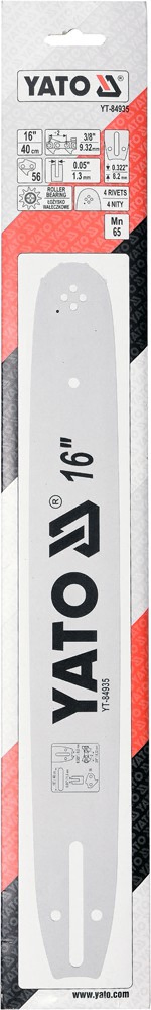 Yato Prowadnica łańcucha do pilarek 16" podziałka 3/8" grubość 0,05" 56P (YT-84935) 2