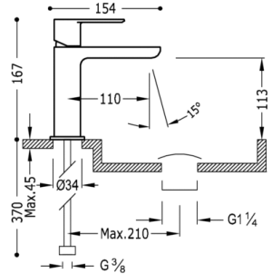Bateria umywalkowa Tres Loft-tres stojąca chrom (20010301D) 2