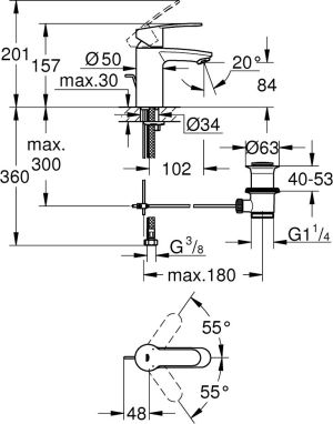 Bateria umywalkowa Grohe Eurostyle Cosmopolitan stojąca chrom (3355220E) 2