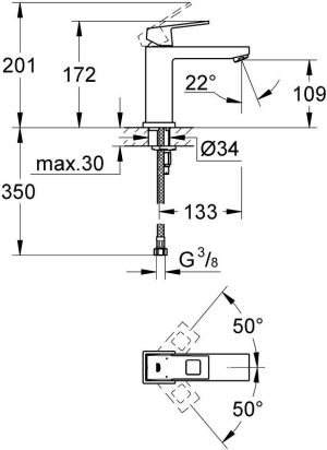 Bateria umywalkowa Grohe Eurocube stojąca chrom (23446000) 2