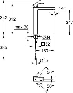Bateria umywalkowa Grohe Eurocube stojąca chrom (23406000) 2