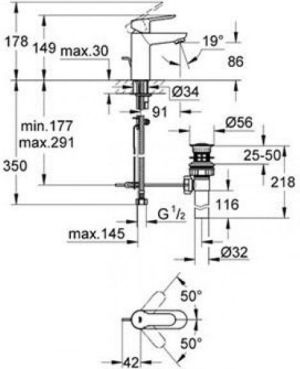 Bateria umywalkowa Grohe BauEdge stojąca chrom (23328000) 2