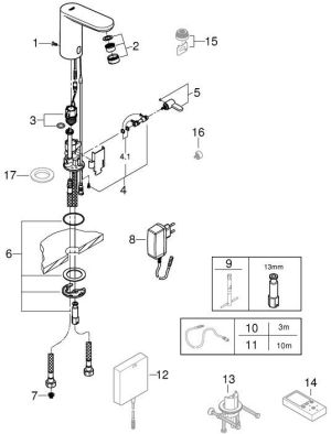 Bateria umywalkowa Grohe Eurodisc Cosmopolitan stojąca chrom (36325001) 4