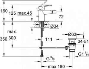 Bateria bidetowa Grohe BauEdge stojąca chrom (23331000) 2