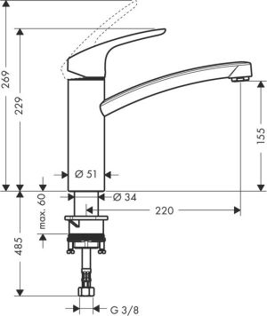 Bateria kuchenna Hansgrohe Focus M41 stojąca stal szlachetna (31806800) 3