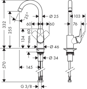 Bateria kuchenna Hansgrohe Logis stojąca chrom (71835000) 2