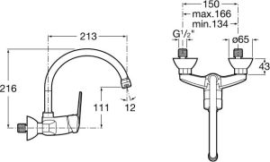 Bateria kuchenna Roca Victoria ścienna chrom (A5A7625C00) 2