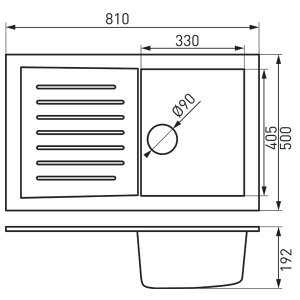 Zlewozmywak Ferro Zlewozmywak jednokomorowy z ociekaczem 81 x 50cm piasek KIZZ (DRG50/81S) 2
