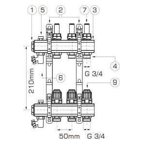 Ferro Rozdzielacz typ RZP1" 11-drogowy zawór termostatyczny przepływomierze (RZP11S) 2