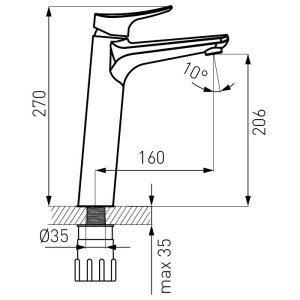 Bateria umywalkowa Ferro Espacio stojąca chrom (BES2L) 2