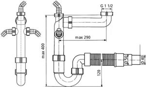 Syfon Blanco Syfon rurowy pojedynczy 1,5" (137287) 2