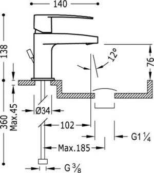 Bateria umywalkowa Tres Flat-tres stojąca chrom (20410301D) 2