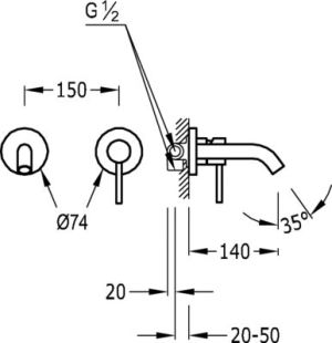 Bateria umywalkowa Tres Study exclusive podtynkowa czarny (26220080TNE) 2