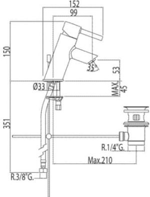 Bateria umywalkowa Tres Alplus stojąca chrom (20310301D) 2