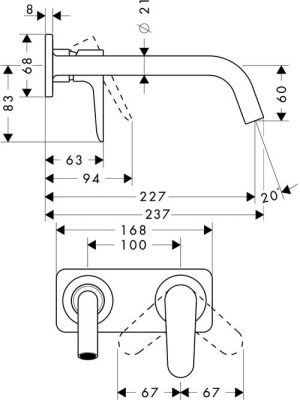 Bateria umywalkowa Axor Citterio M podtynkowa chrom (34217000) 3