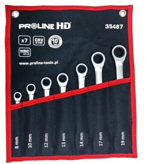 Pro-Line Zestaw kluczy płasko-oczkowych z grzechotką 8-19mm 7szt. (35487) 1