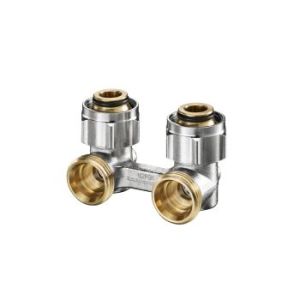 Oventrop Podwójne przyłącze Multiflex F ZB z odcięciem 3/4" kątowe (1015814) 1