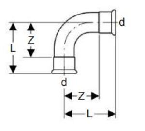 Geberit Kolano 90° Mapress Kupfer Gas 28mm (34503) 2