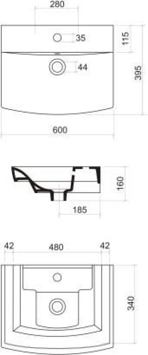 Umywalka KFA Fan 60cm (1610-284-060) 2