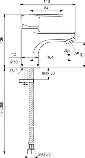Bateria umywalkowa Vidima Calista stojąca chrom (B0867AA) 2