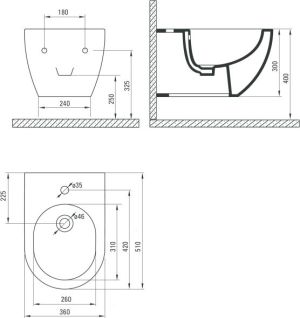 Bidet Deante Peonia wiszący 51x36cm (CDE 6BPW) 3